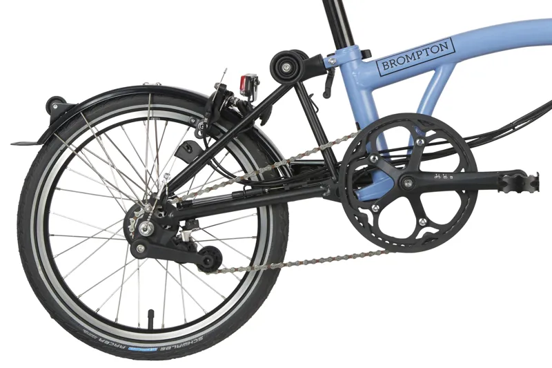 Brompton C Line Electric Bicycle with Mid Bars in Cloud Blue-5